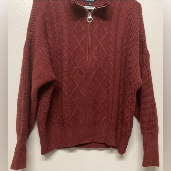 New! Flag & Anthem Womens Sweater Half Zip Pullover Red Medium Long Sleeve - Picture 5 of 12